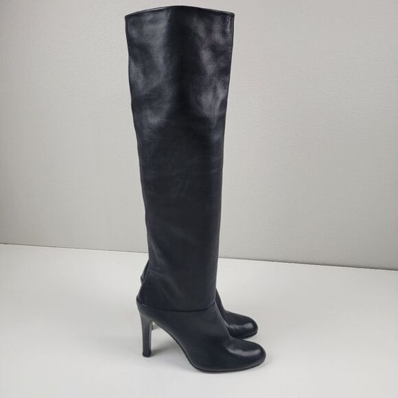 Stuart Weitzman Black Soft Leather Knee High OTK Tall Heel Boots Size Womens 8M - Picture 14 of 16